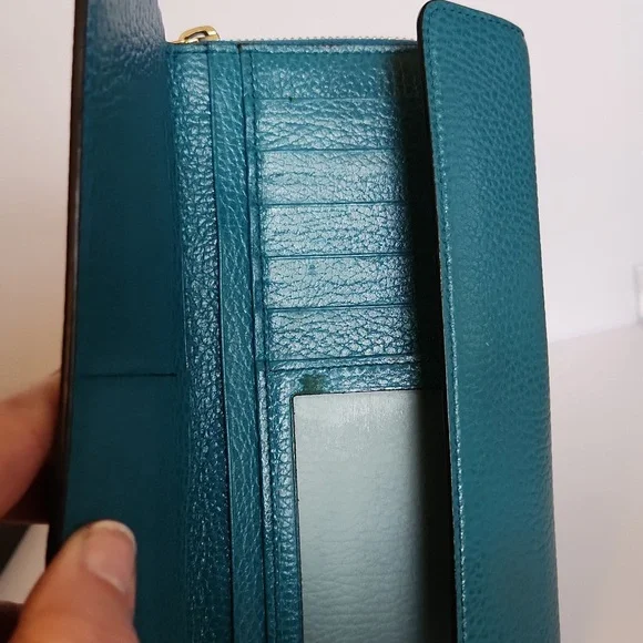 Gucci Interlocking GG Long Doublesided Wallet- Turquoise w/Box - Picture 12 of 14